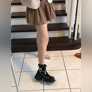 Black Women's Ankle Leather Boots